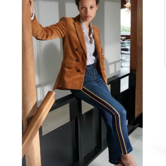 Veronica Beard Carolyn Baby Boot Cut Fray Navy/Gold Jeans Size 26 - Picture 1 of 12